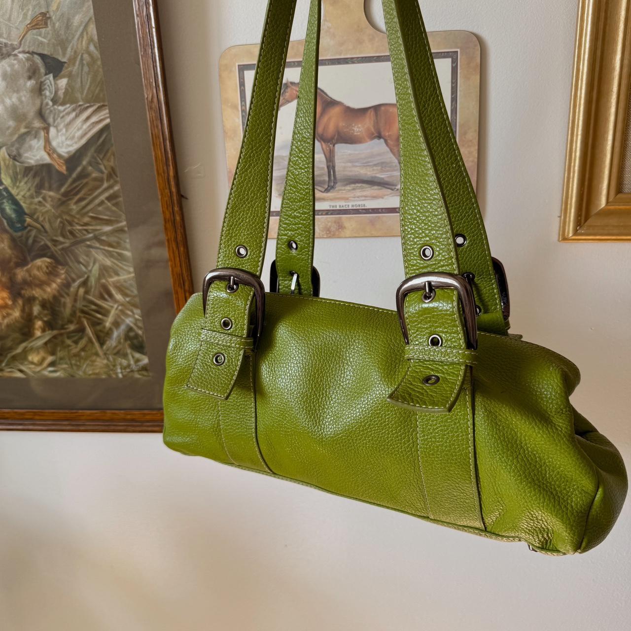Green leather buckle bag