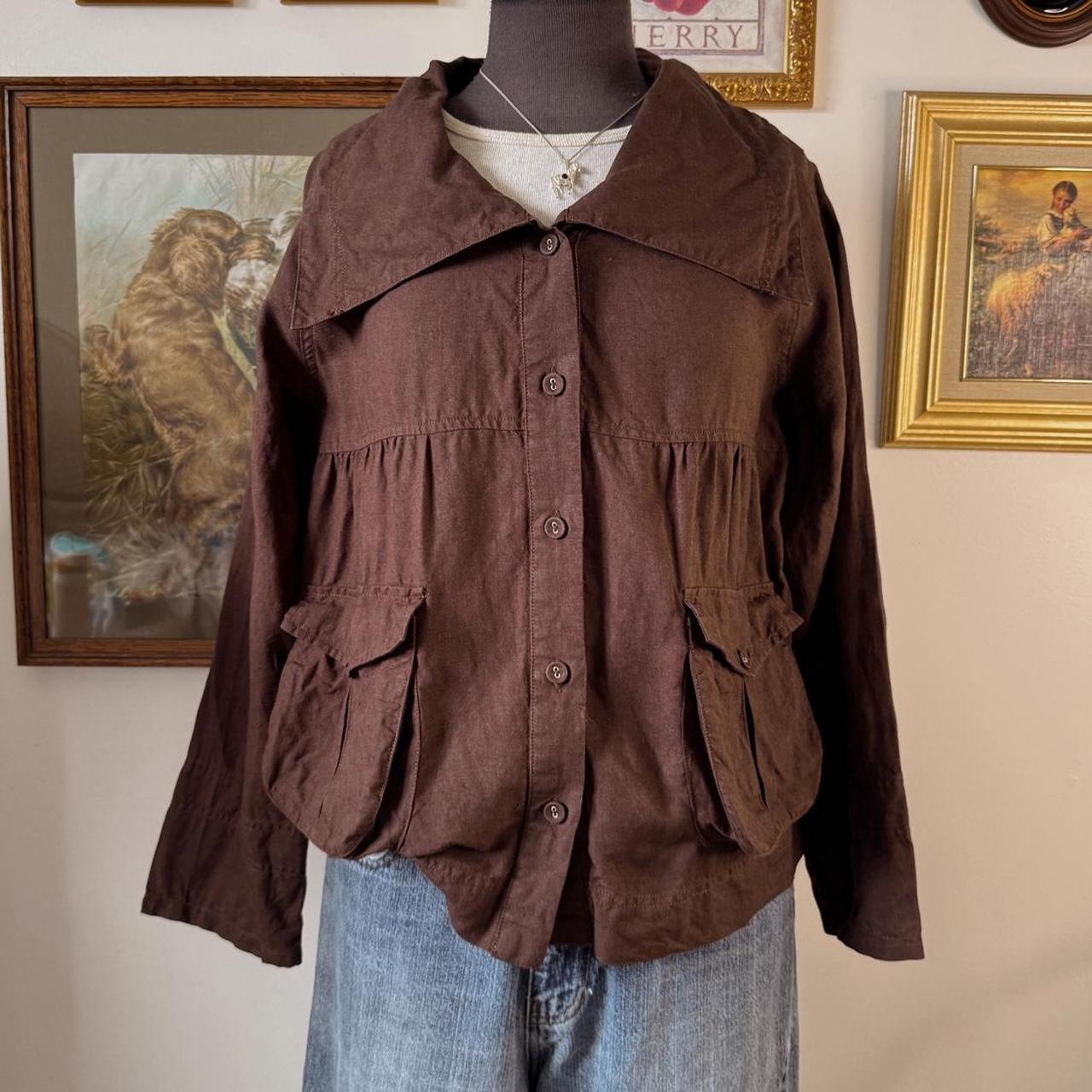 Brown babydoll linen jacket (M)