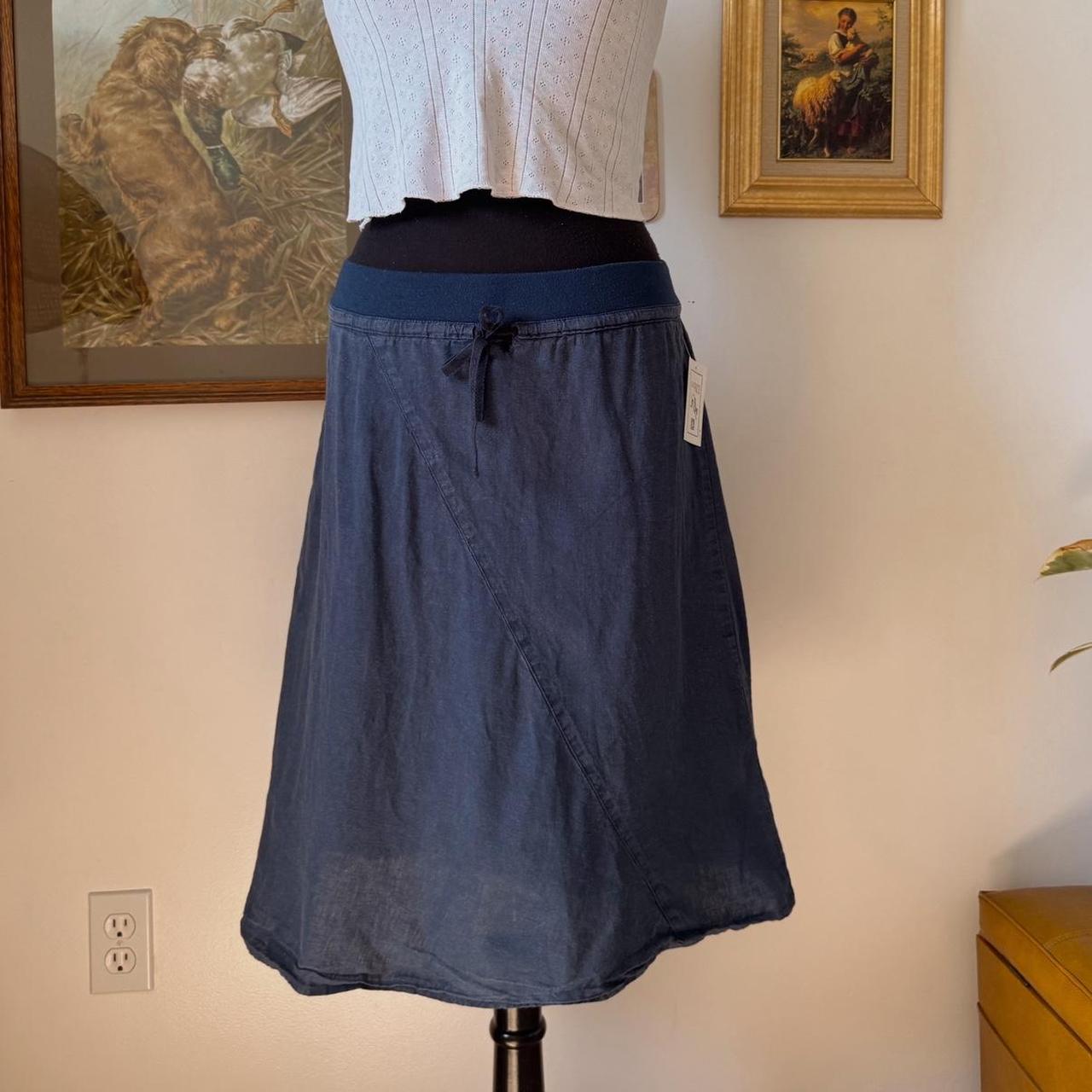 Navy hemp midi skirt (S)