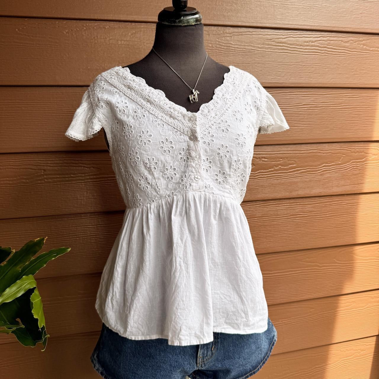 White eyelet babydoll top