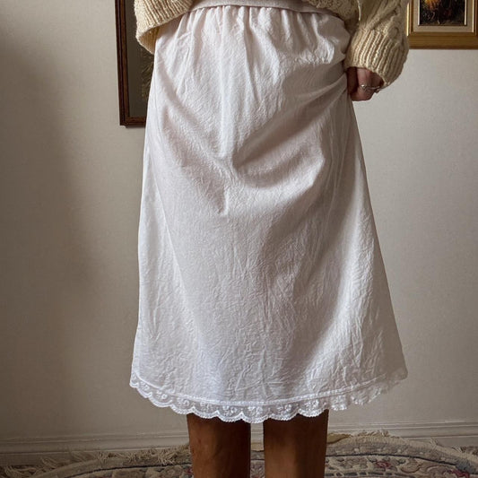 White cotton slip skirt (S)
