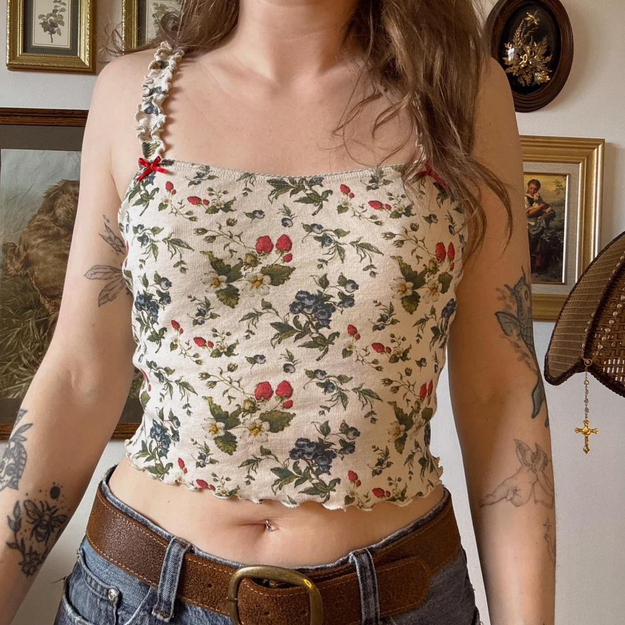 Sage flora crop top