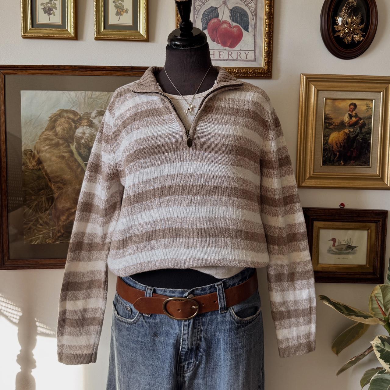 Cream & oat striped knit sweater (M)