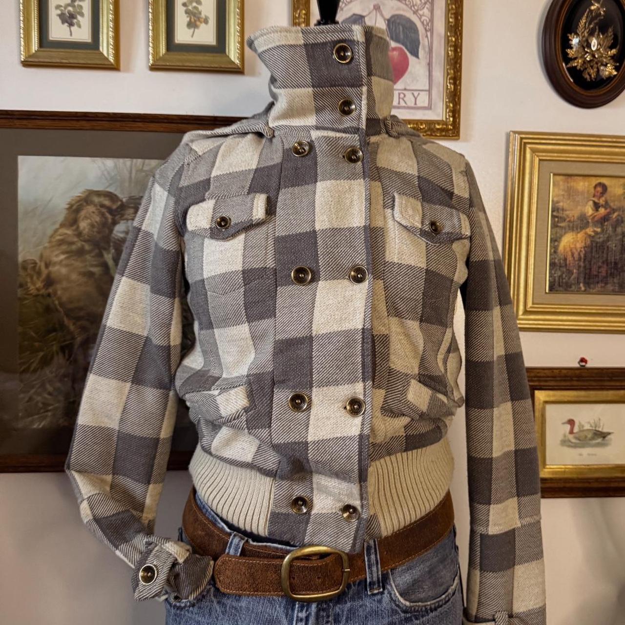 Grey checkered Y2K jacket (S)