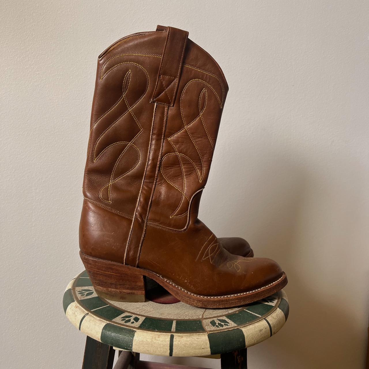 Brown leather cowboy boots (8)