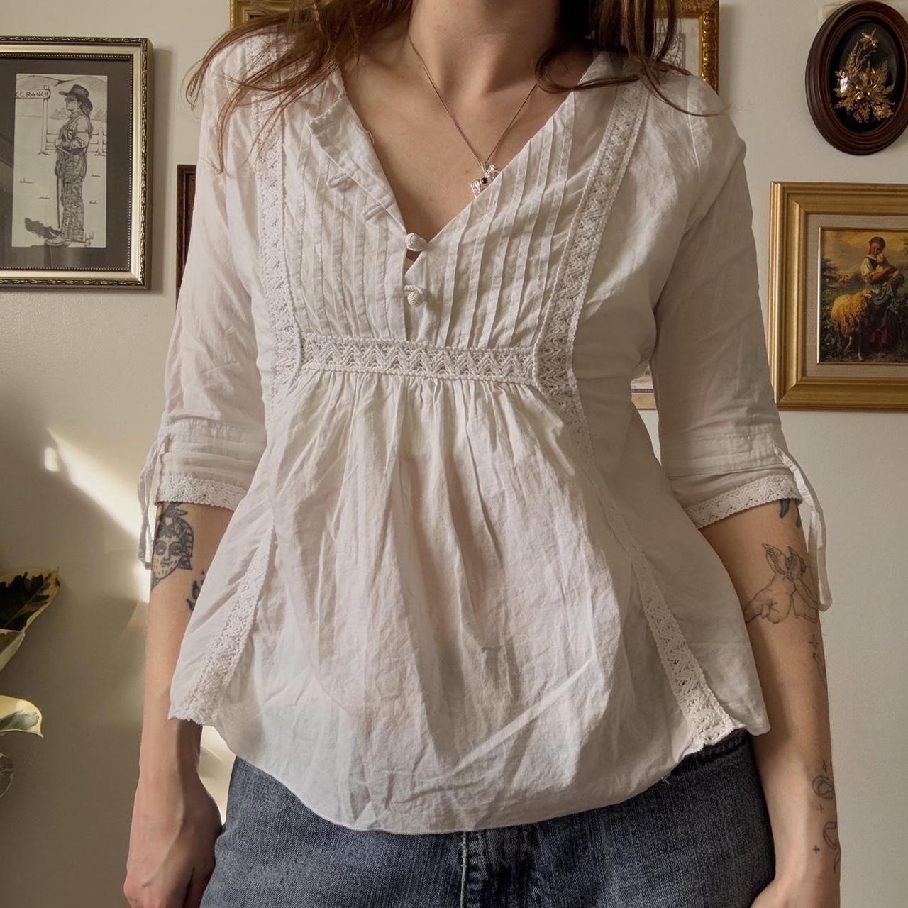White cotton babydoll top (M)