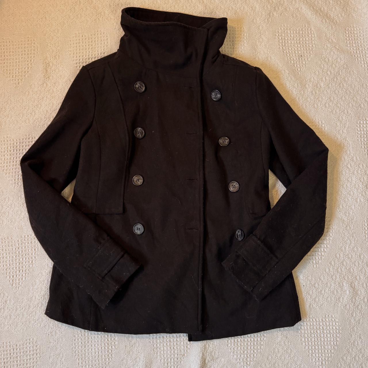 Black funnel neck trench (M)