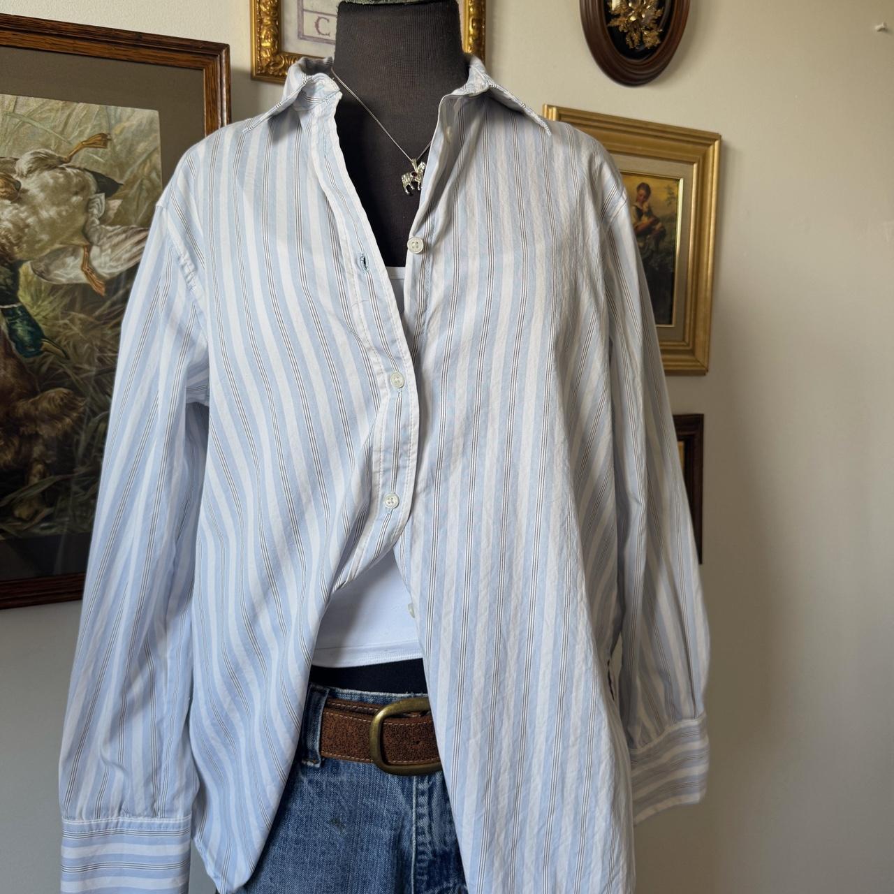 Baby blue striped button up (M)