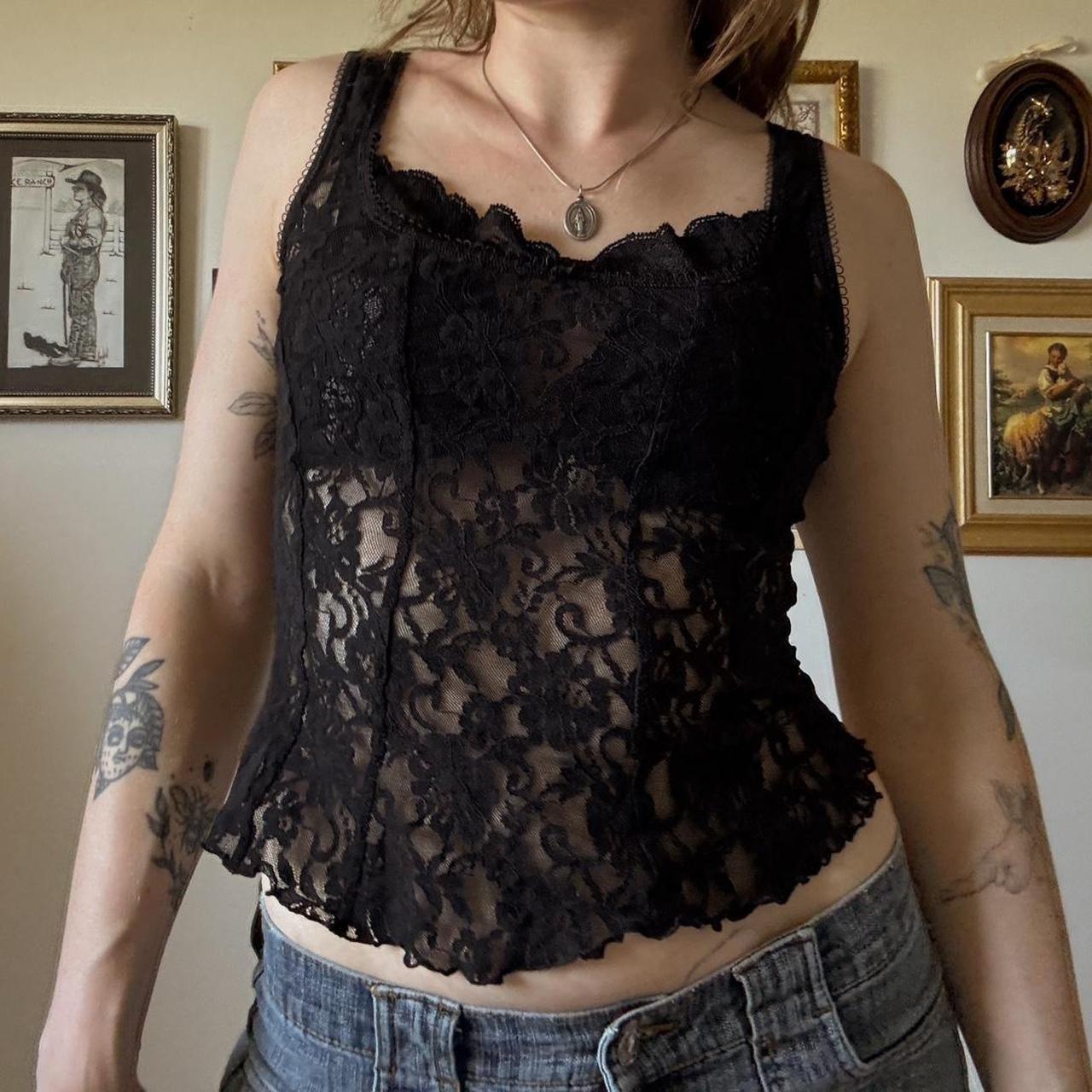 Angelic black lace cami (S)