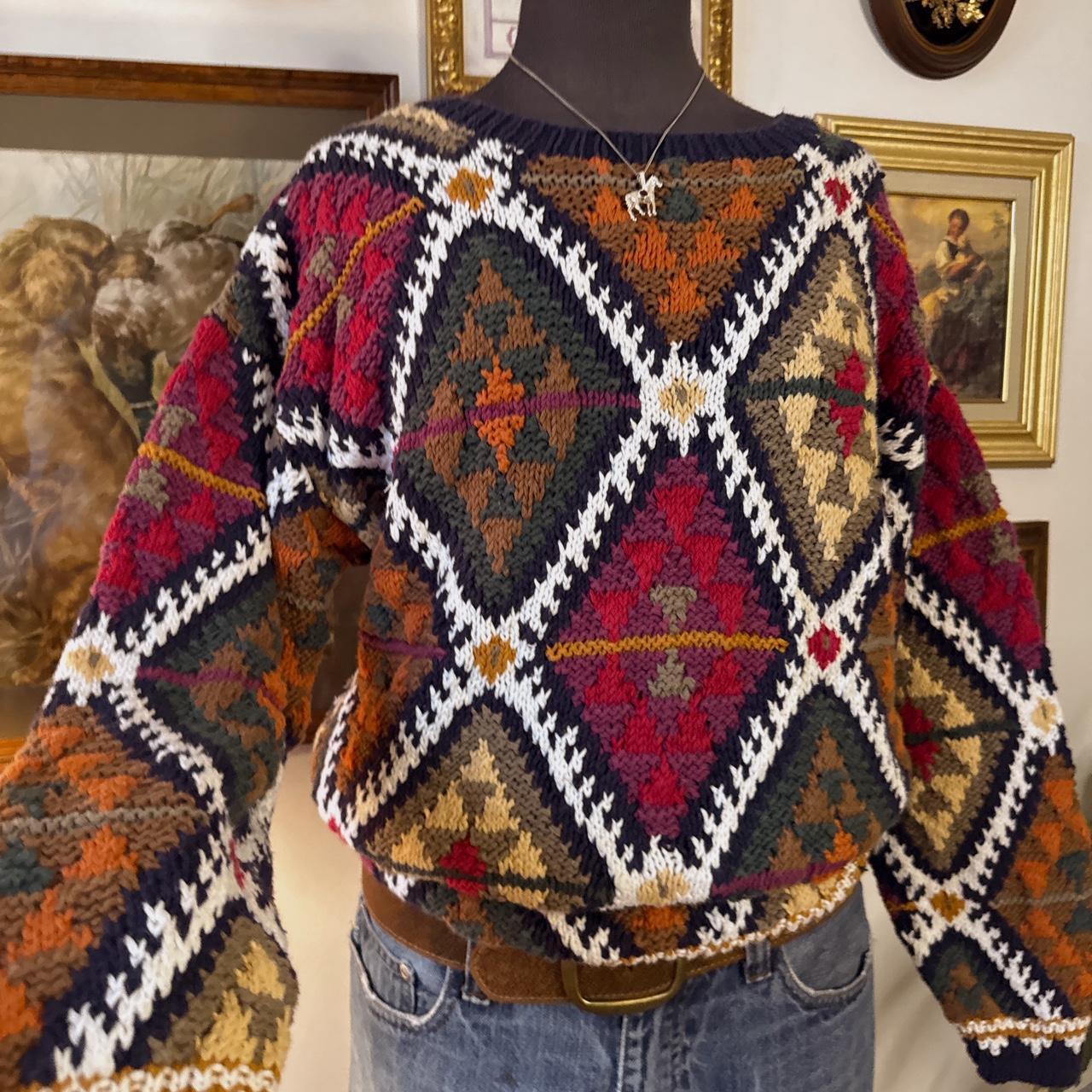 Vintage 90s abstract pattern knit sweater (M)