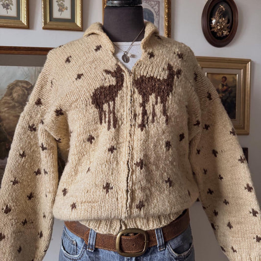 Knitted wool deer sweater (M)
