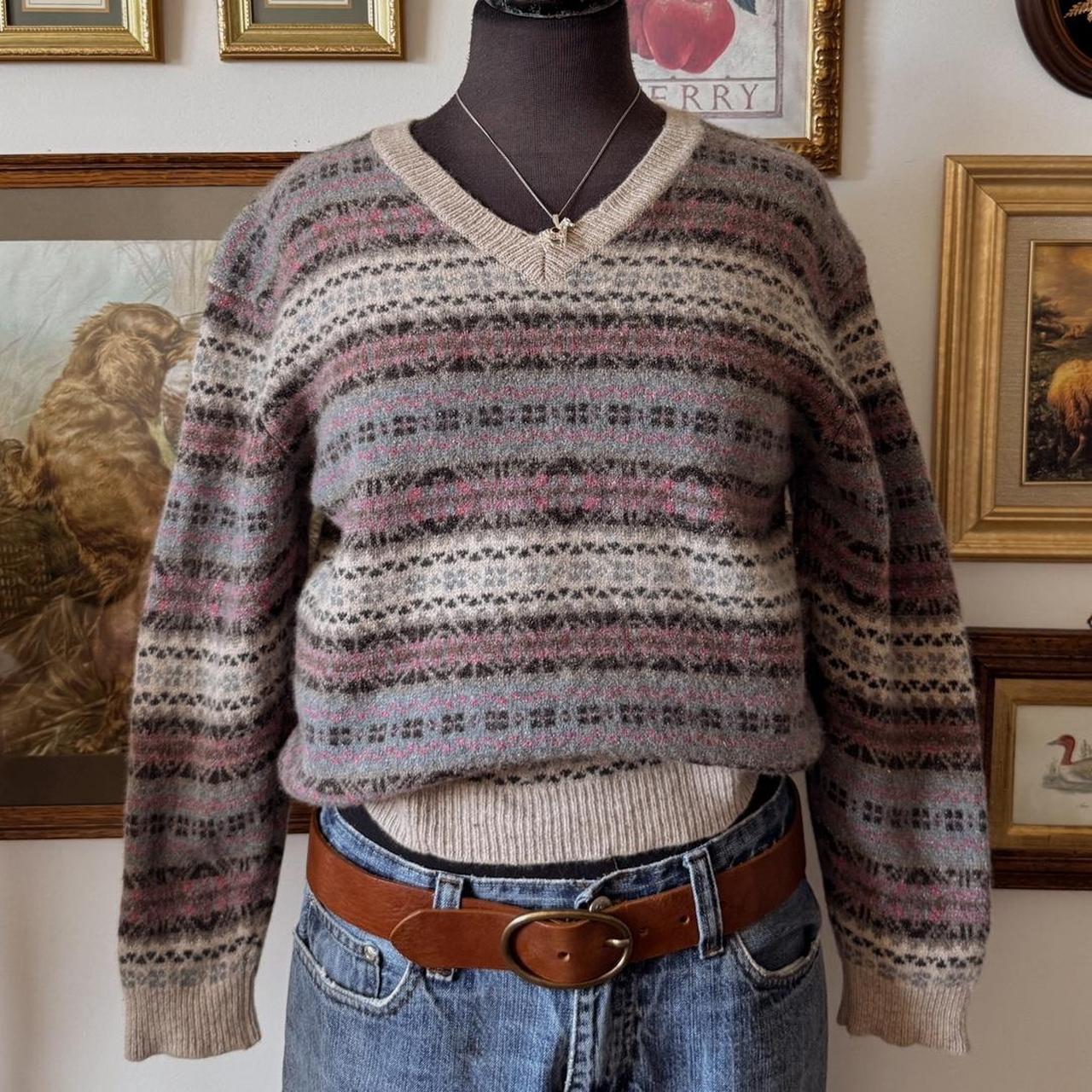 Vintage muted multi striped knit sweater (S)