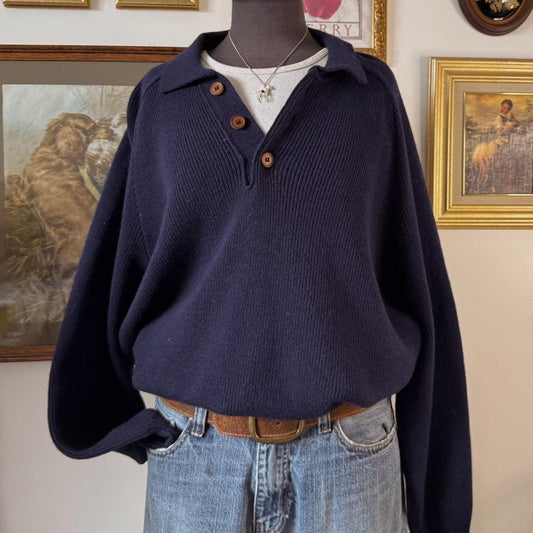 90s oversized navy knit sweater (XL)