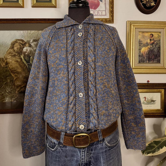 Blue & orange knit cardigan (M)