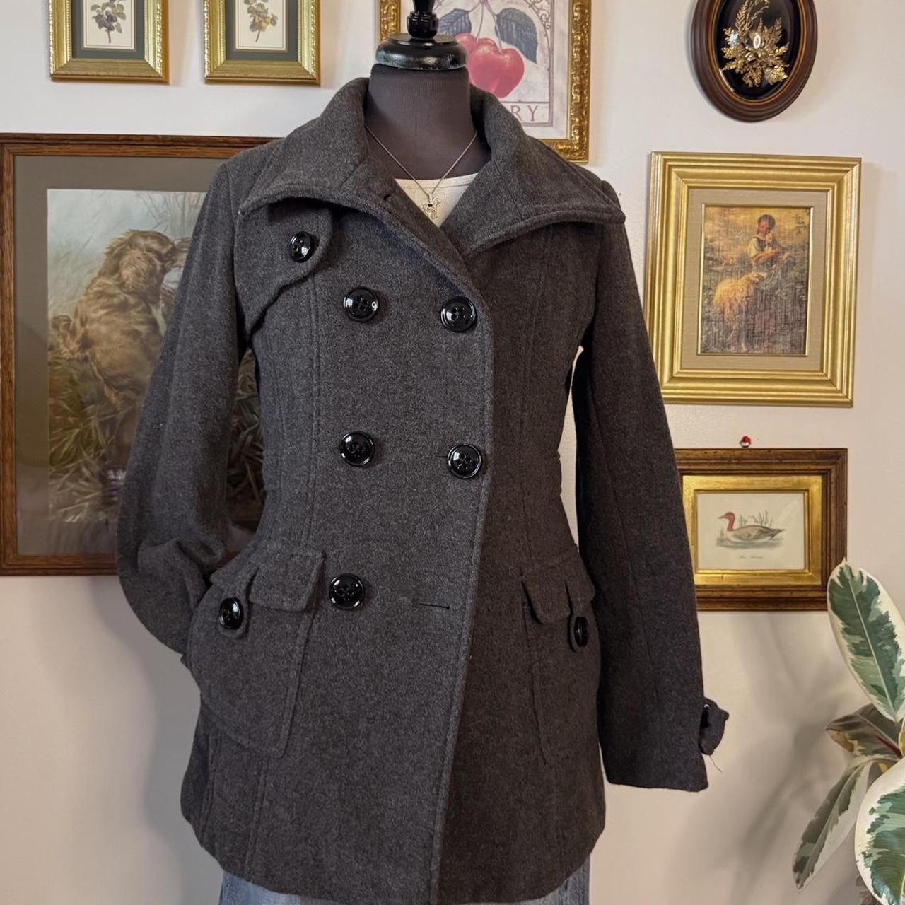 Charcoal grey funnel neck coat (S)