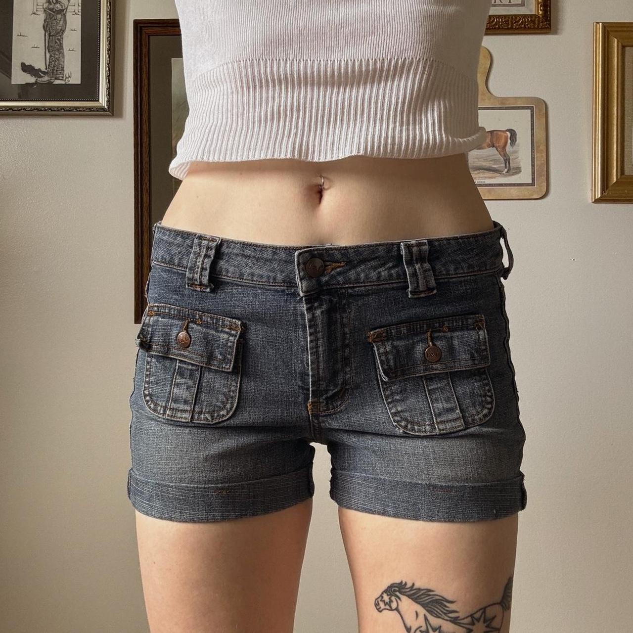 Denim cargo mini shorts (S)