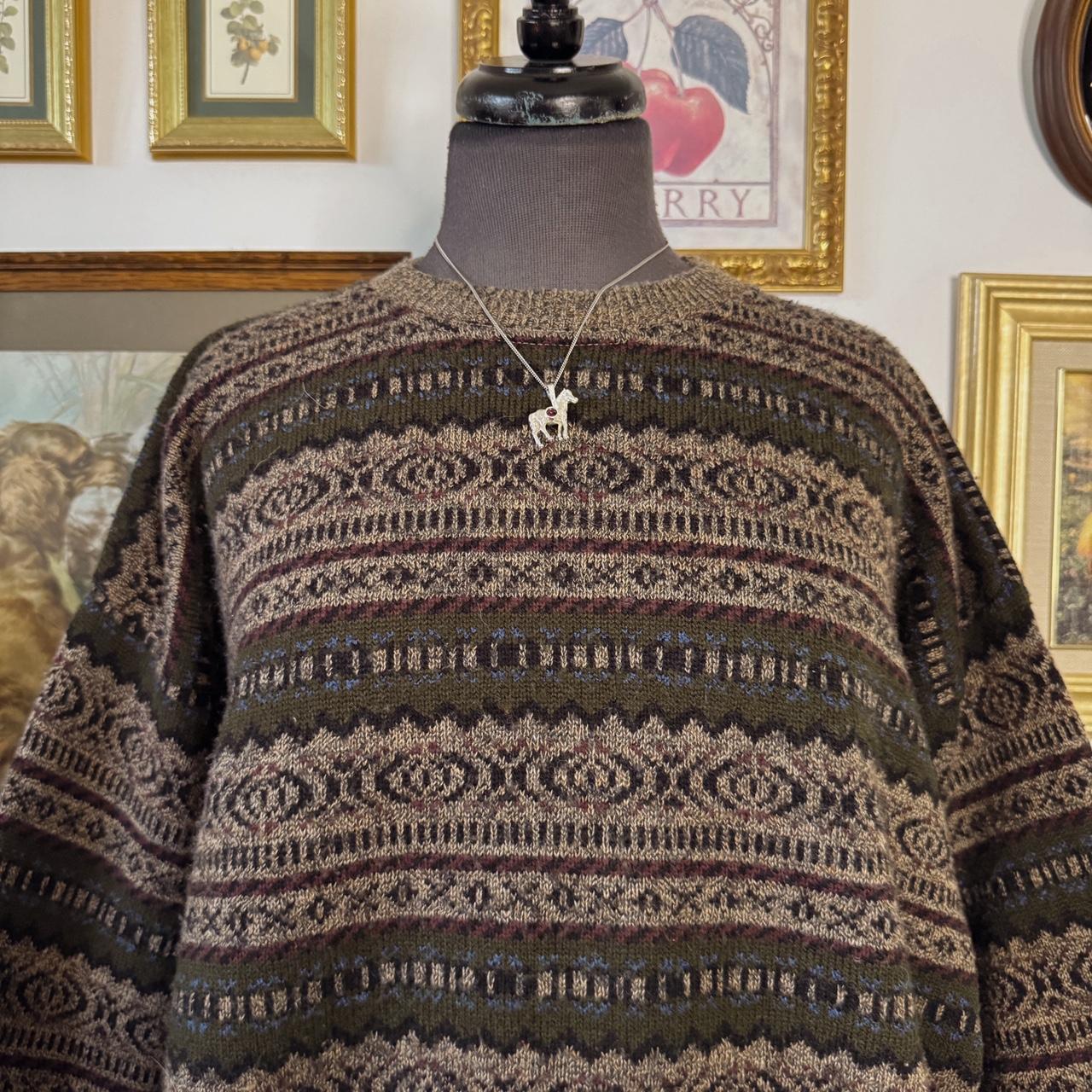 Vintage earthy striped pattern sweater (XL)