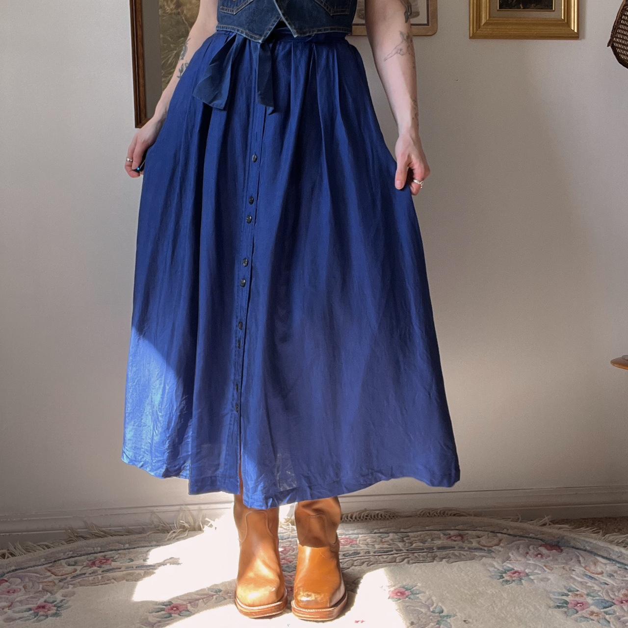 Navy silk maxi skirt (S)