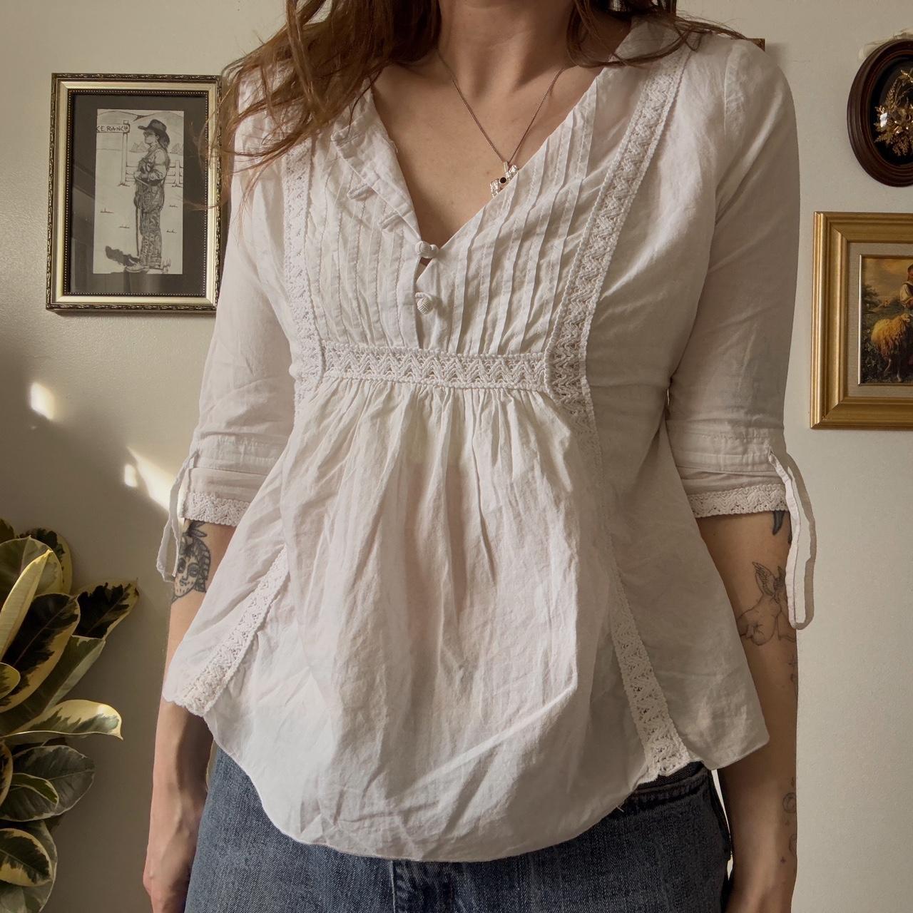 White cotton babydoll top (M)