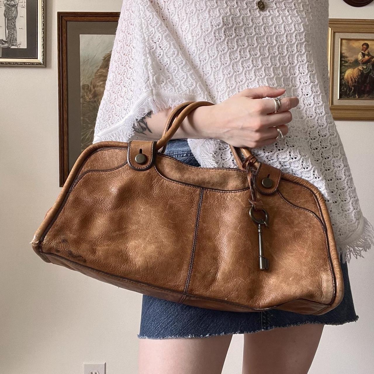 Fossil leather satchel bag