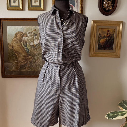 Gingham linen set (L)