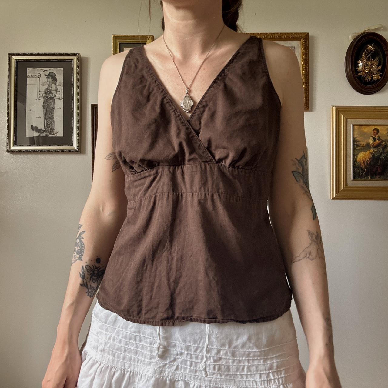 Brown linen tank (M)