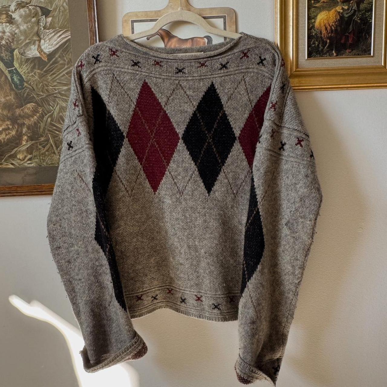 Grey argyle knit sweater (S)