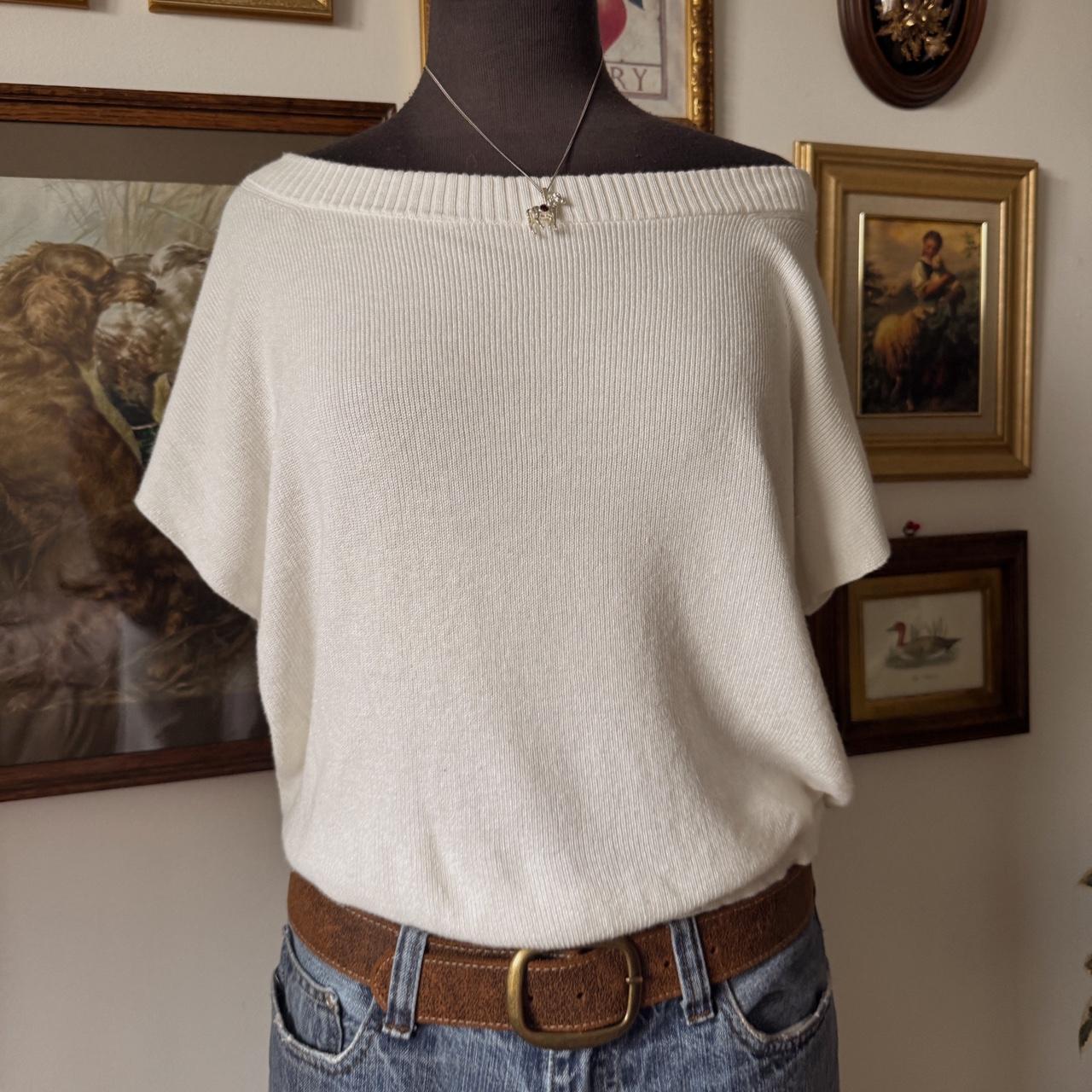 White knit boatneck top (S)