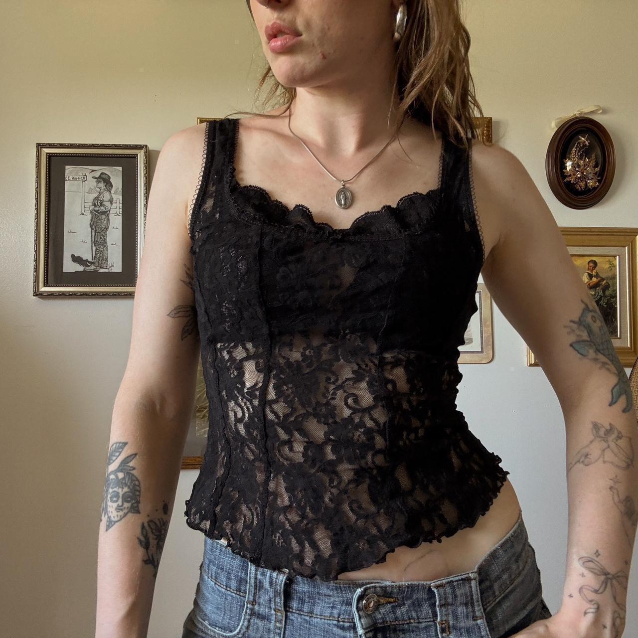 Angelic black lace cami (S)