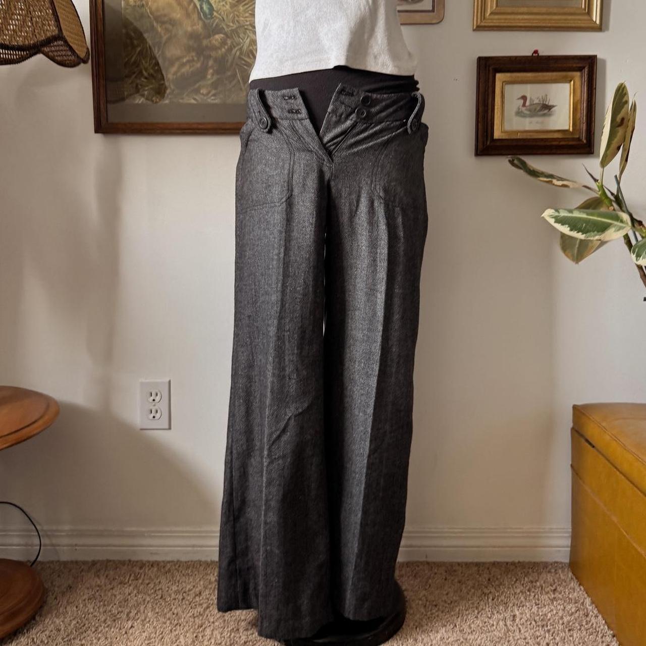 Low rise tweed wide leg trousers (S)
