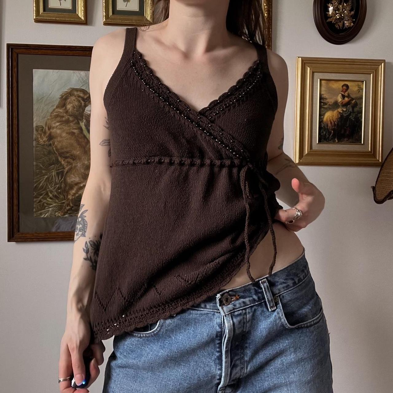 Brown knit cami tank (S)