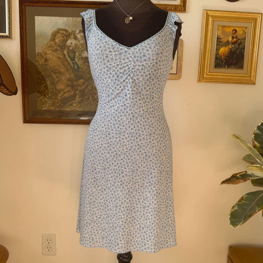 Blue floral midi dress (M)