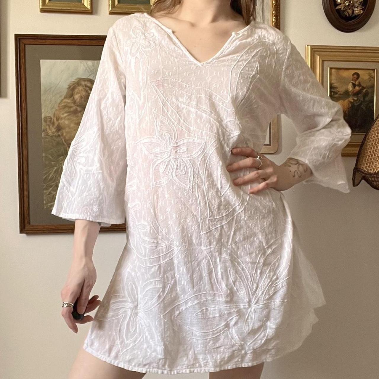 White floral tunic dress (S)