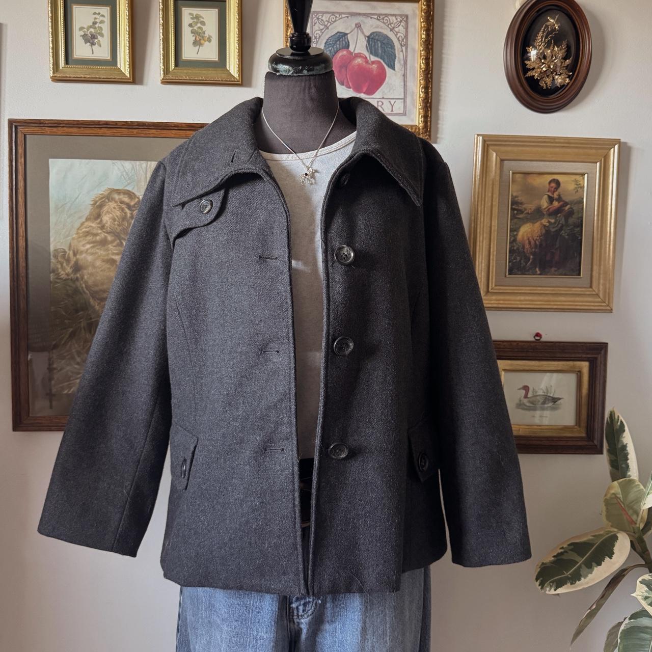 Charcoal grey funnel neck coat (S/M)