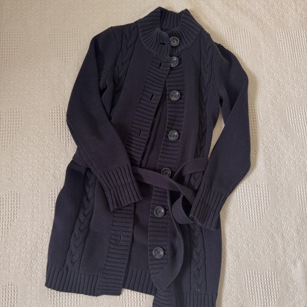 Y2K navy knit long cardigan (XS)