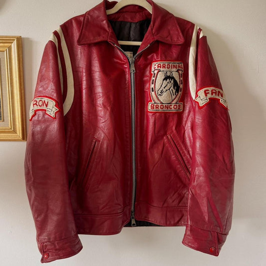 Red leather varsity jacket (XL)