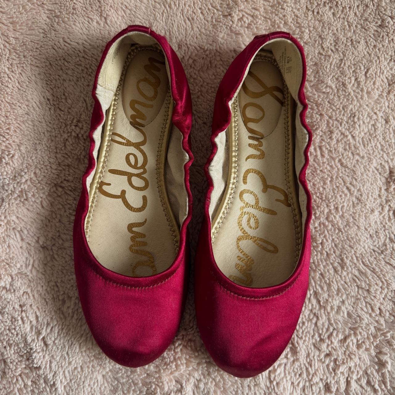 Red satin ballet flats (8.5)