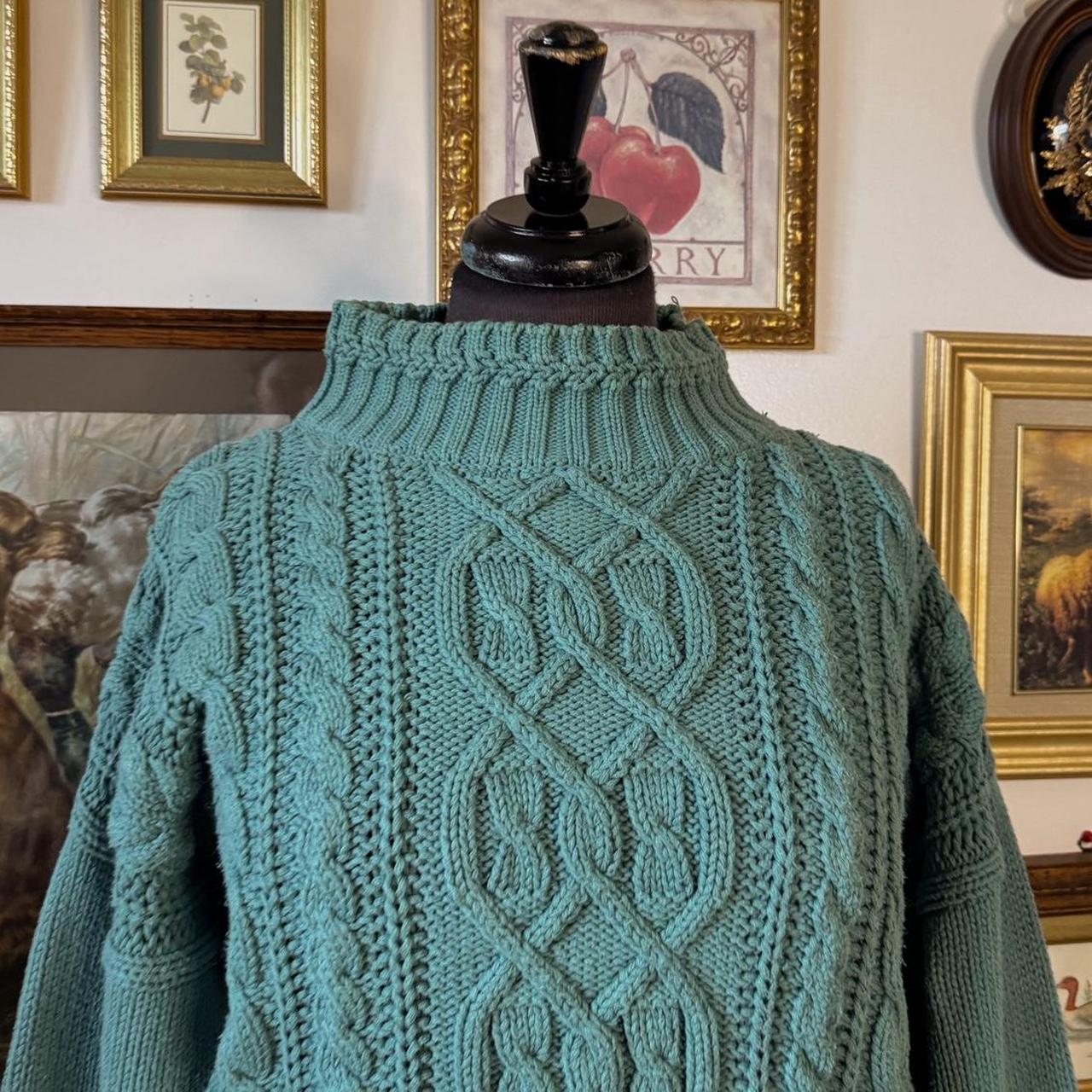 Turquoise green cable knit sweater (S)