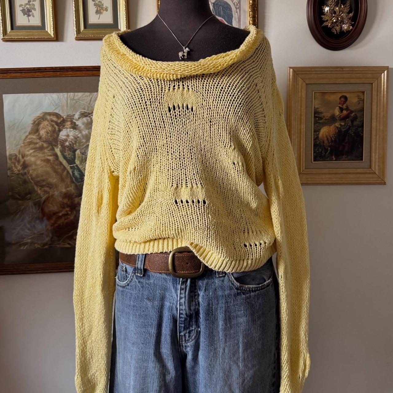 Soft yellow boatneck knit top (M)
