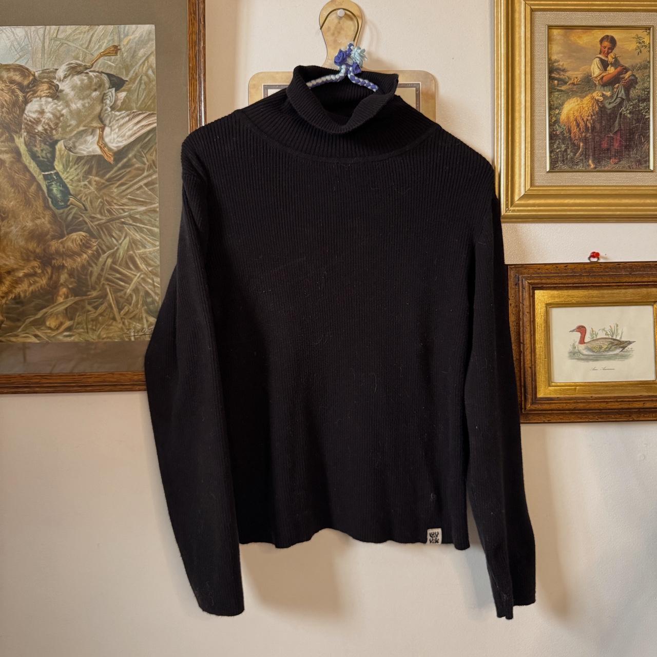 Black ribbed cotton turtleneck (S)