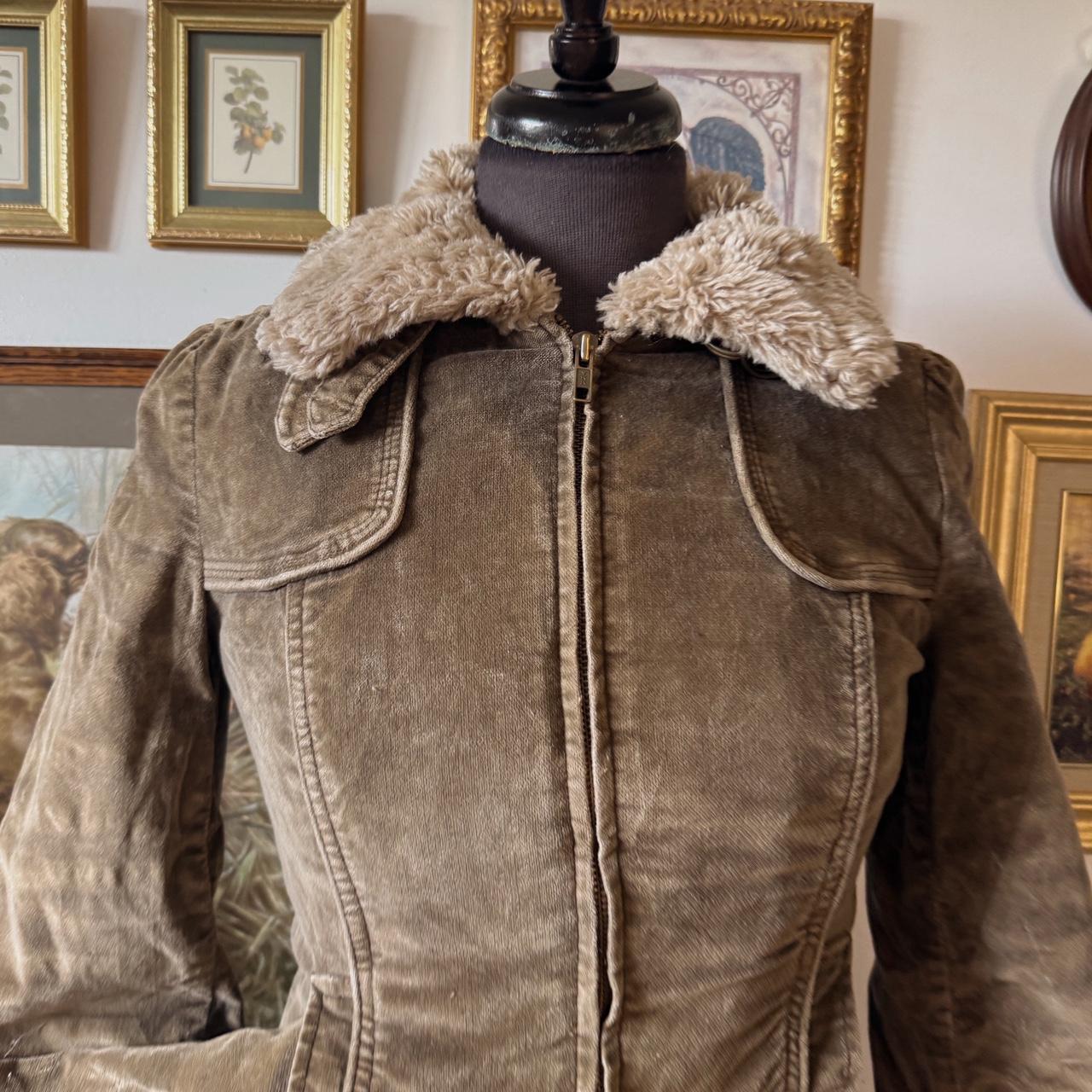 Khaki velvet fall jacket (XS)