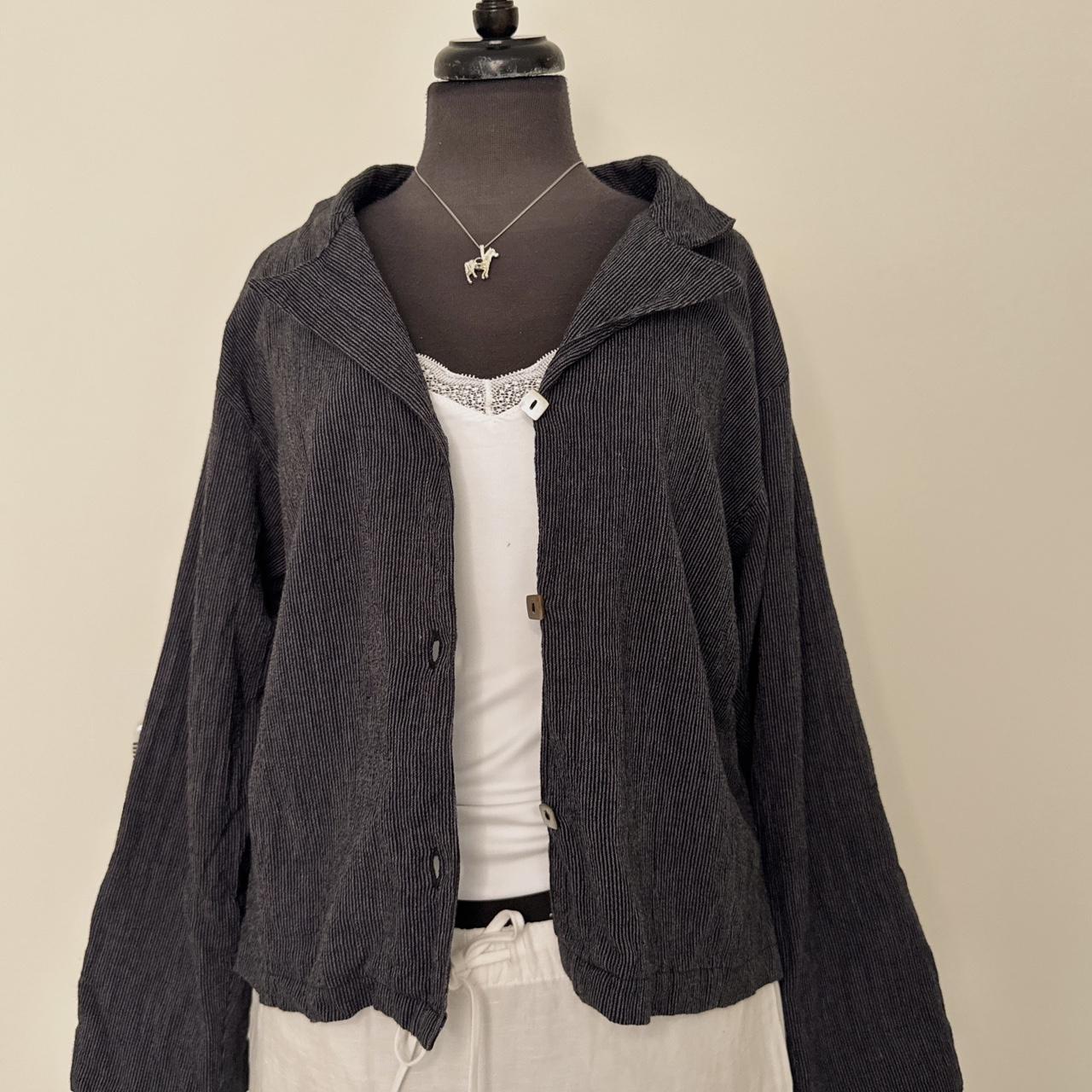 Navy striped cotton jacket (XL)