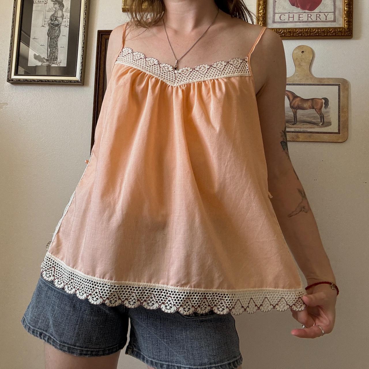 Peach boho lace cami (L)