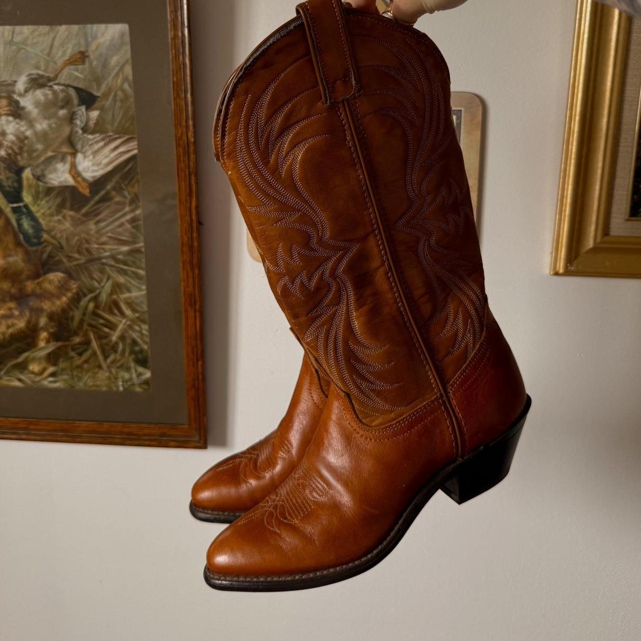 Brown leather cowboy boots (6)