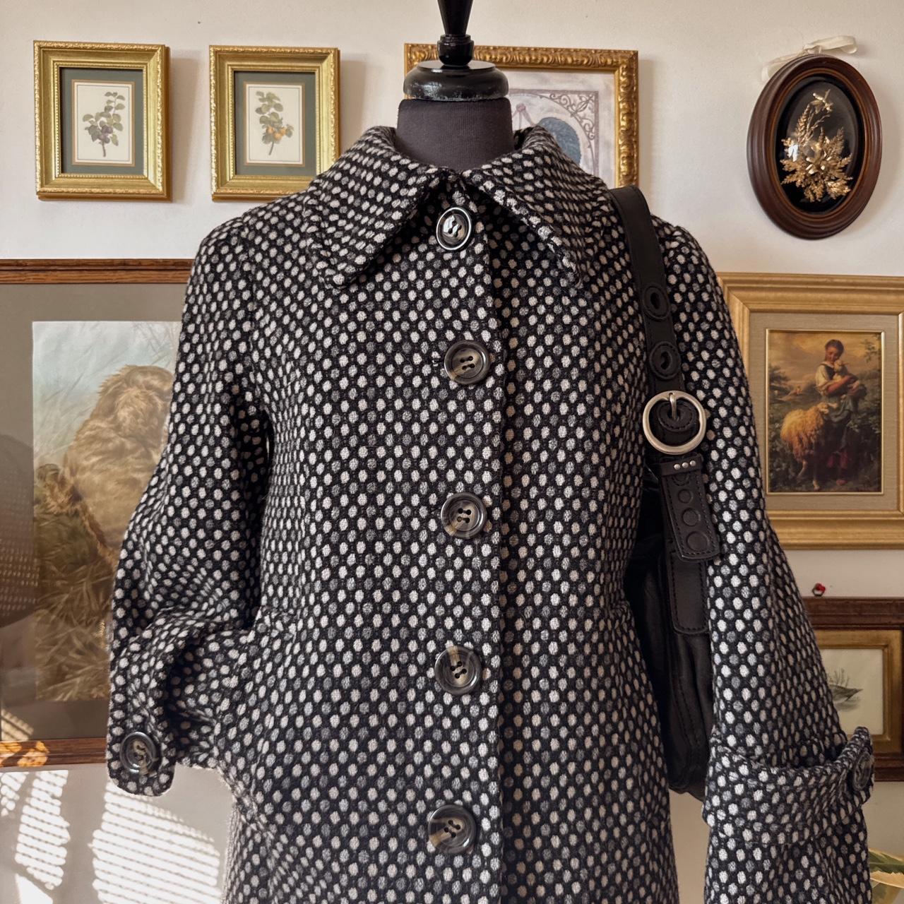 Wool polkadot pea coat (M)