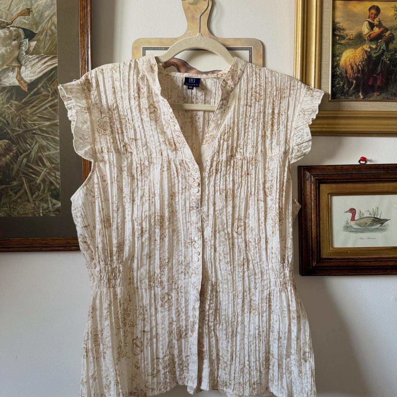 Cream floral cottage blouse (XL)