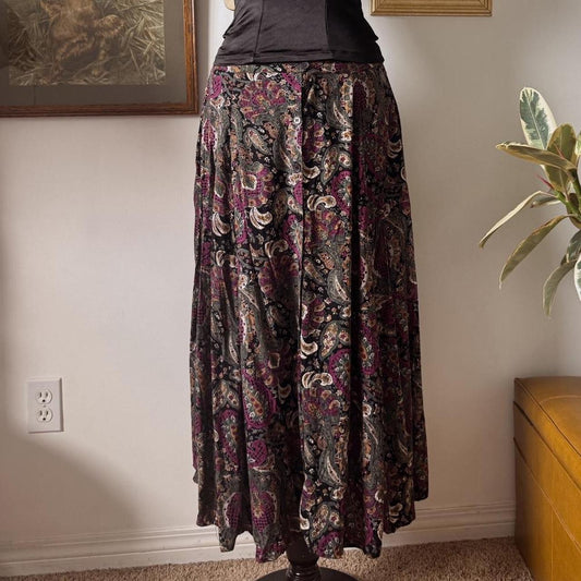 90s dark paisley maxi skirt (M)