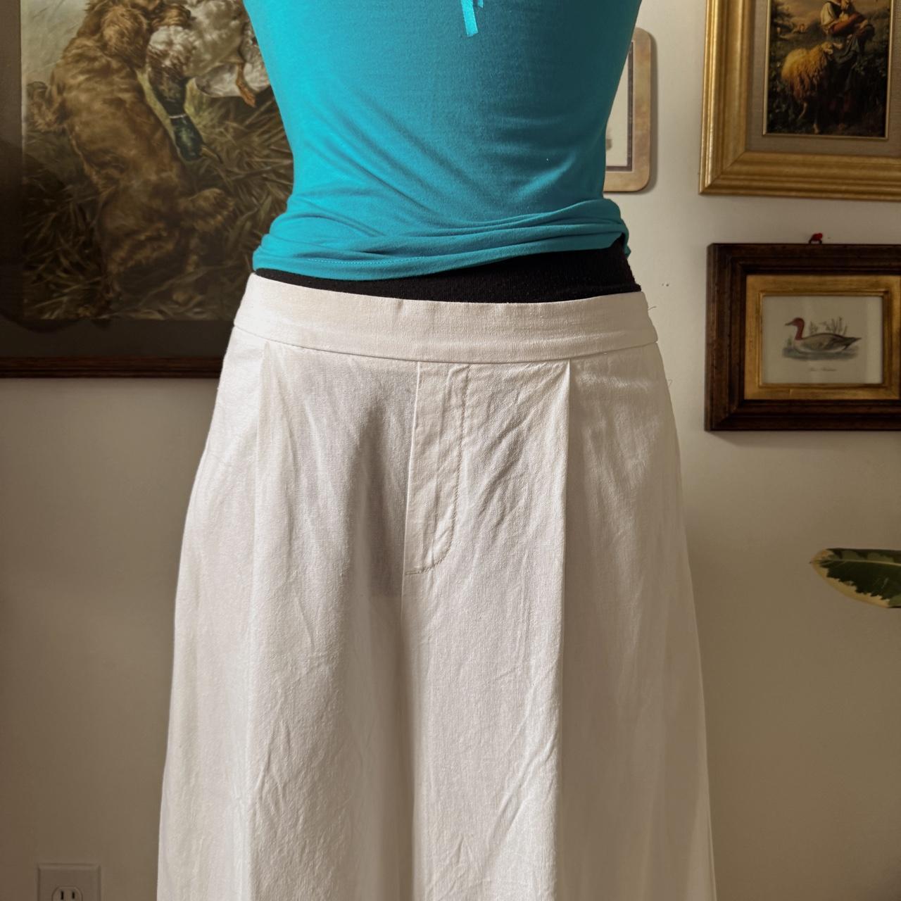 White linen wide leg pants (M)