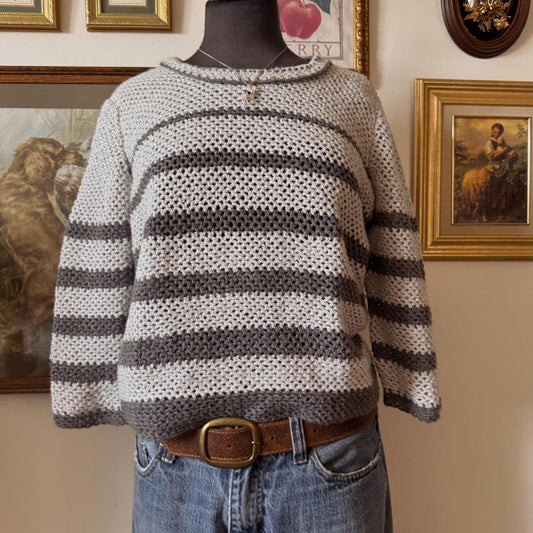 Grey striped knit sweater (S)