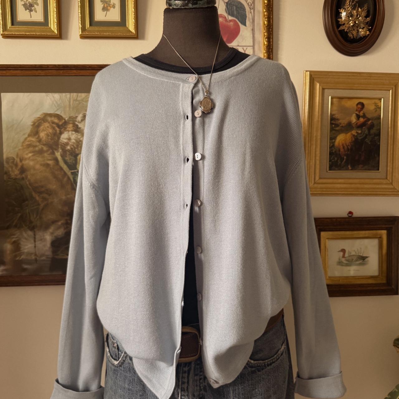 Baby blue knit cardigan (L)